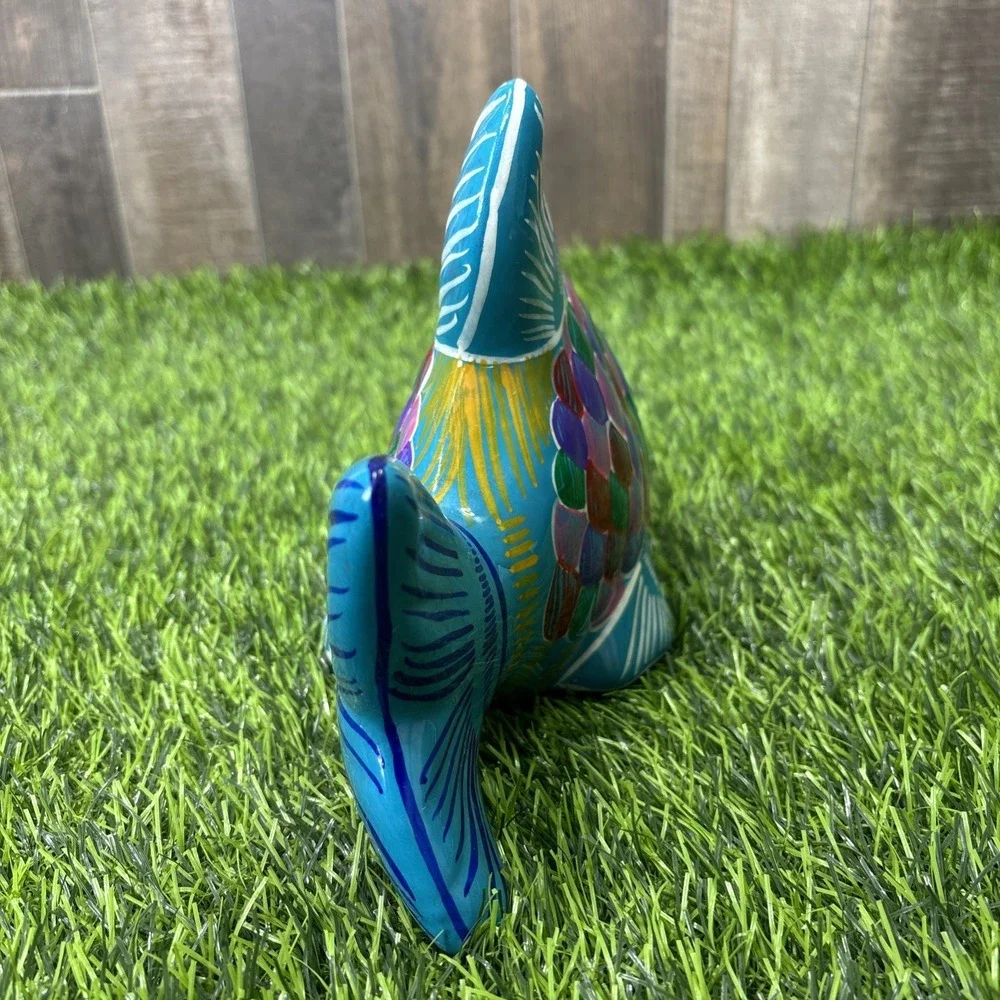 Vintage Hand Painted Ceramic Fish‎ Figurine Colorful Folk Art Coastal Decor